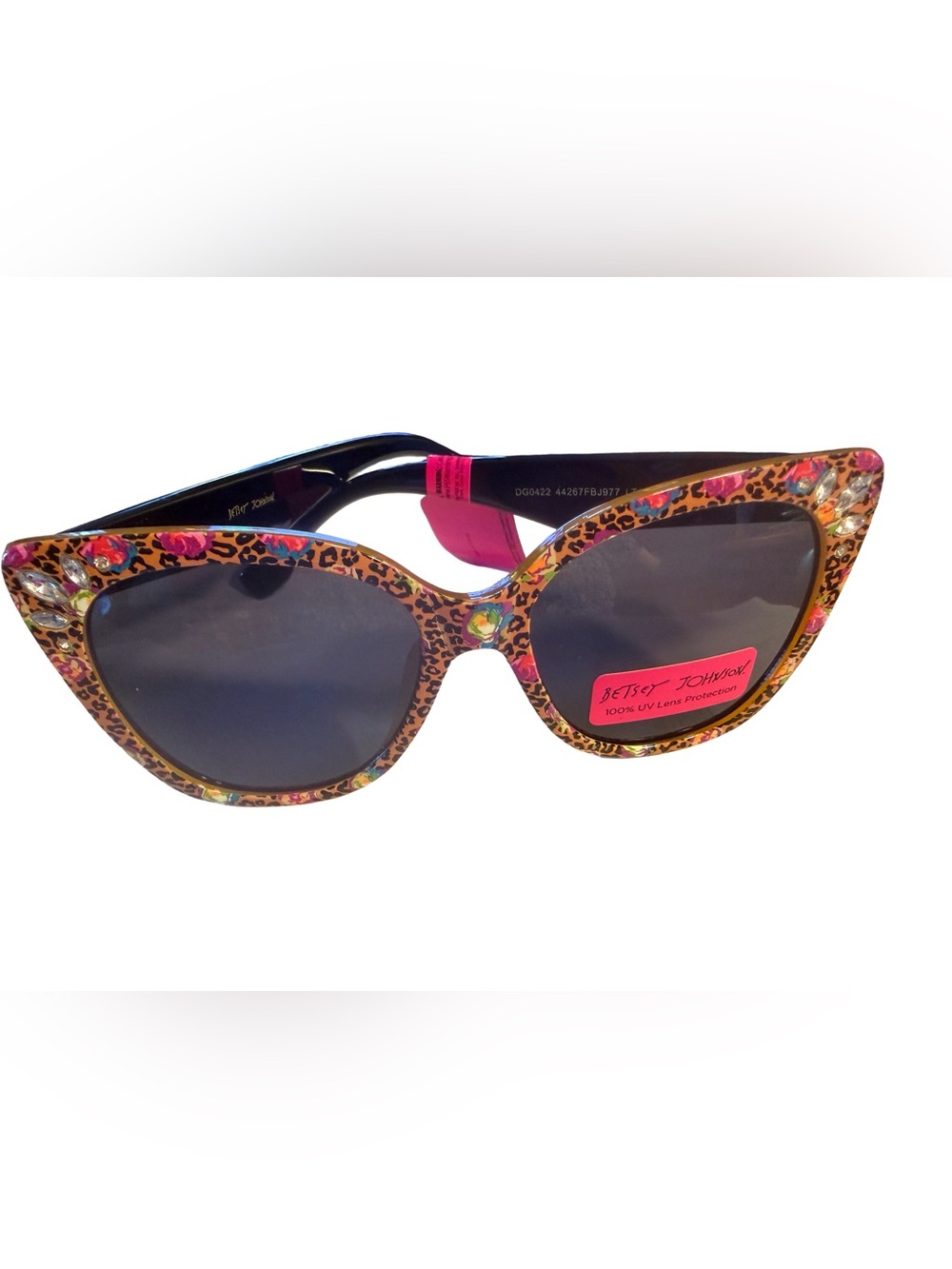 Betsey Johnson NWT Multicolor Leopard Cat-Eye Sunglasses Black Lenses (G014) - Picture 5 of 8